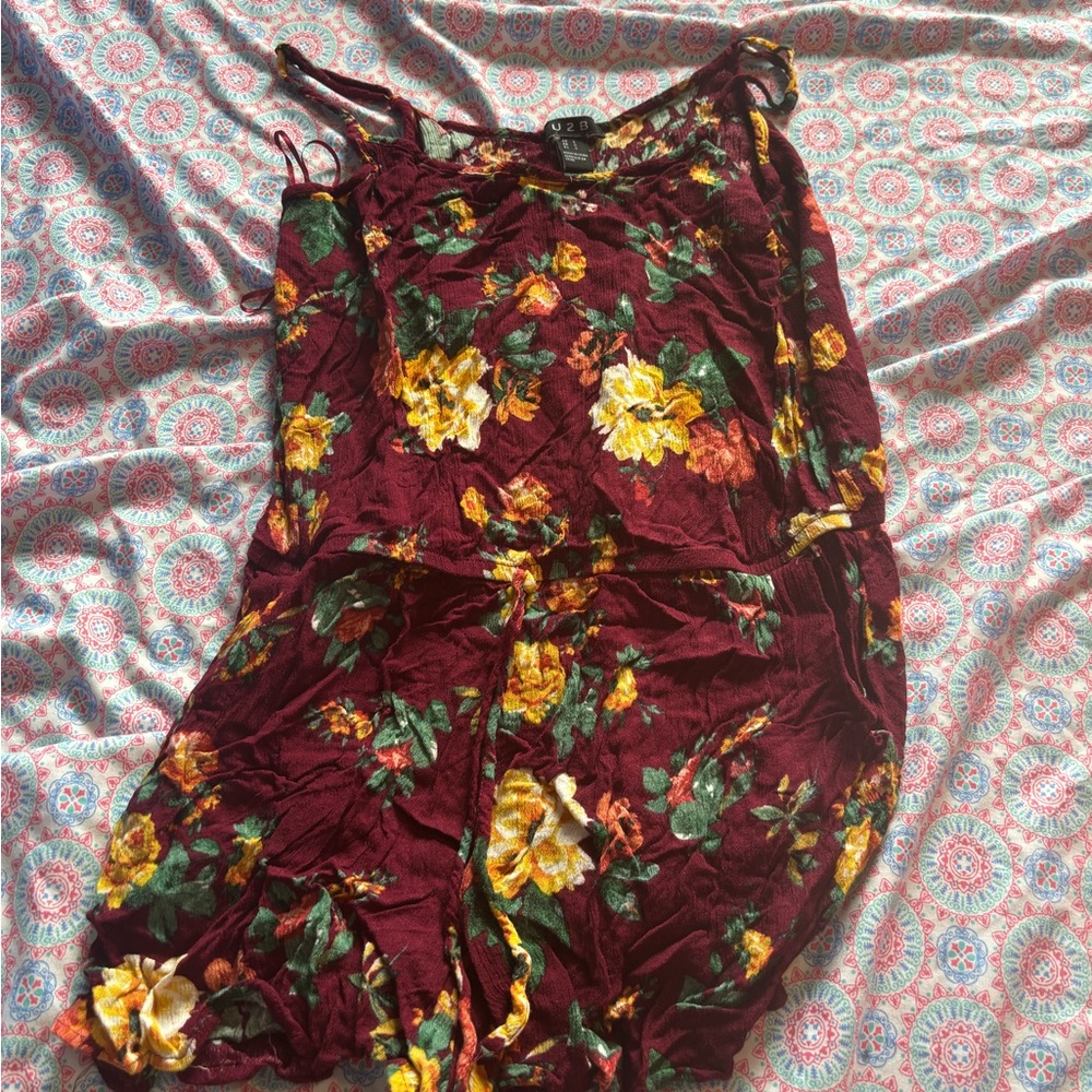 Floral Burgundy Jumpsuit